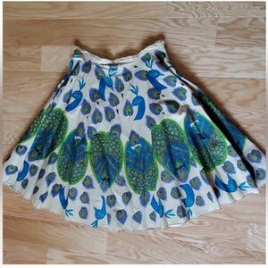 Sequin Peacock Print A-line Skirt